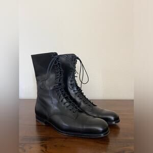 Gucci Black Leather Lace-Up Combat Boots